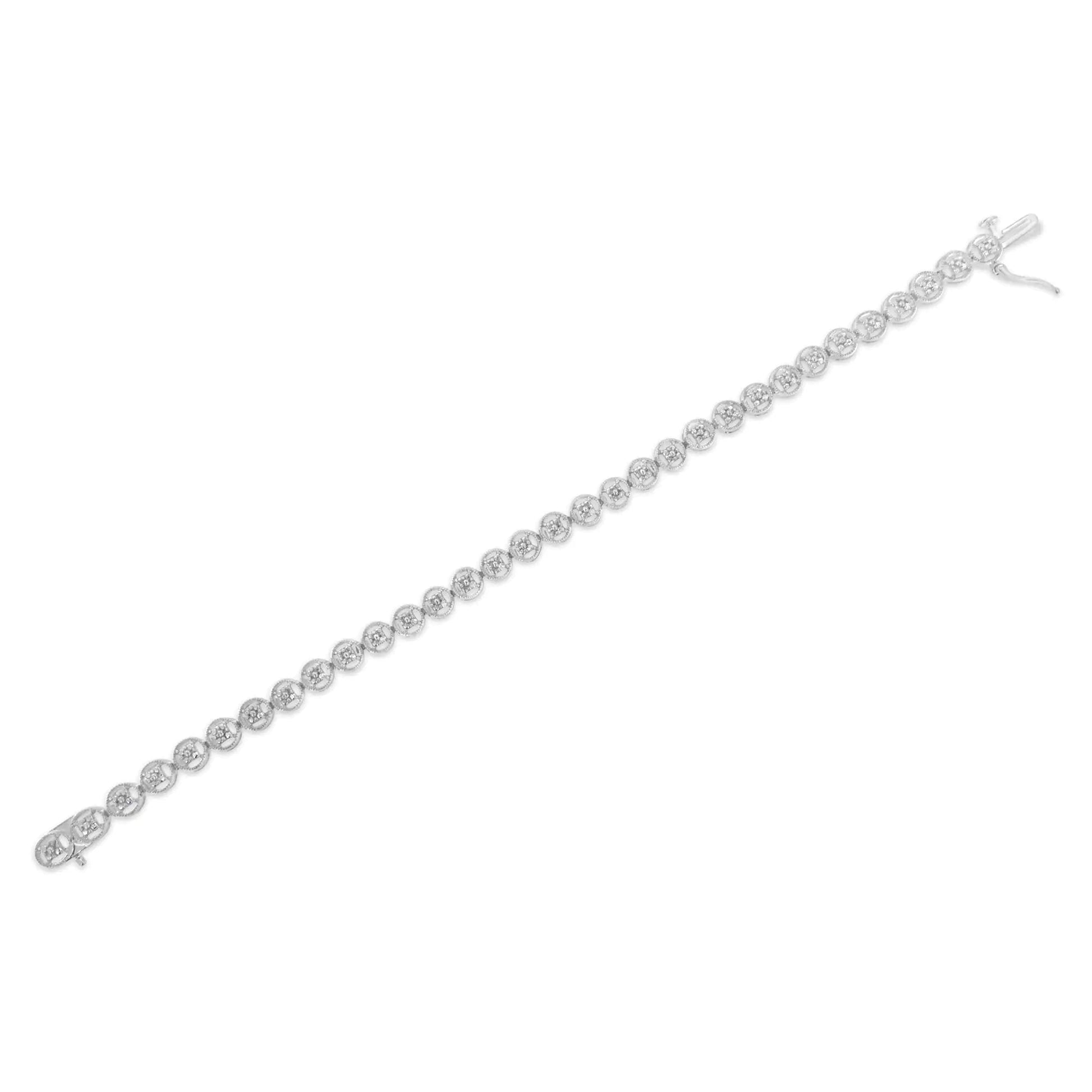 .925 Silver Diamond Circle Link Tennis Bracelet 7" | Bracelets | Elegant Emulations Jewelry USA