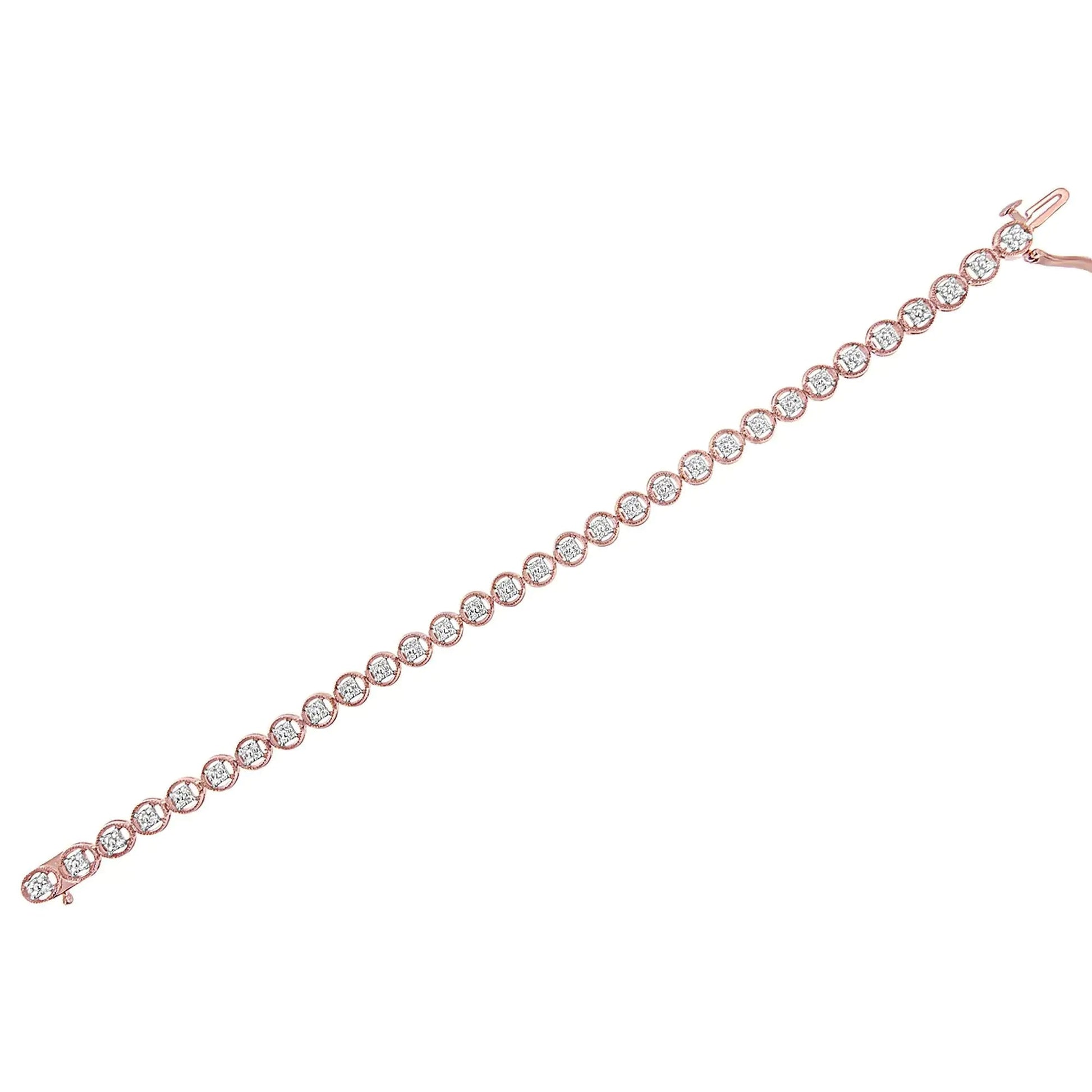 .925 Silver Diamond Circle Link Tennis Bracelet 7" | Bracelets | Elegant Emulations Jewelry USA