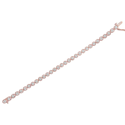 .925 Silver Diamond Circle Link Tennis Bracelet 7" | Bracelets | Elegant Emulations Jewelry USA