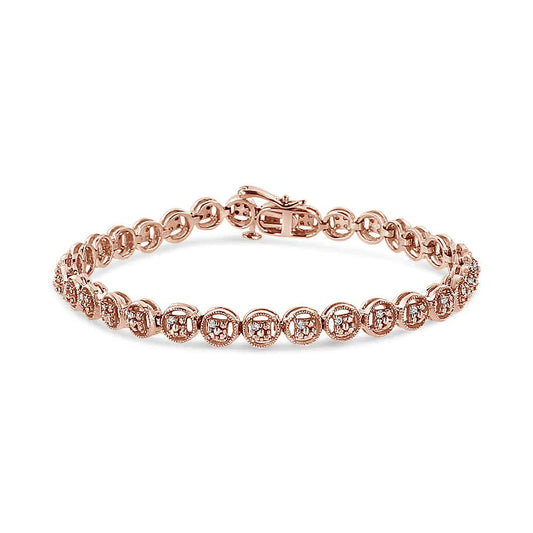 .925 Silver Diamond Circle Link Tennis Bracelet 7" | Bracelets | Elegant Emulations Jewelry USA