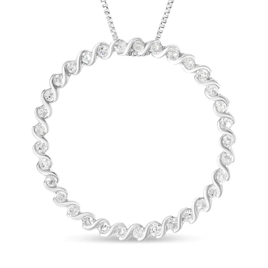 .925 Silver Diamond Circle Pendant 18" Necklace | Necklace | Elegant Emulations Jewelry USA