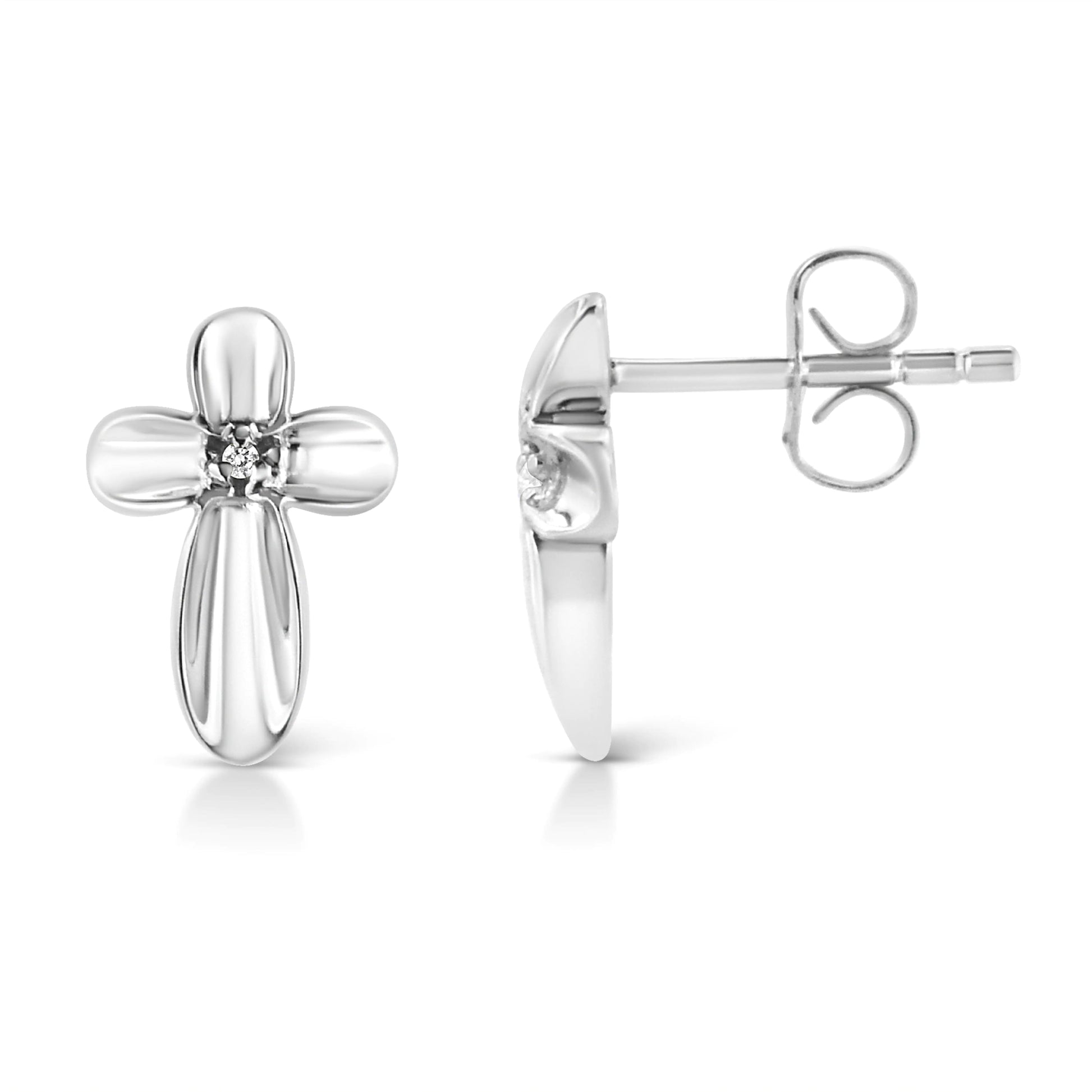 .925 Silver Diamond Floral Cross Earrings | Earrings | Elegant Emulations Jewelry USA