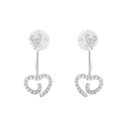 .925 Silver Diamond Heart Jacket Earrings | Earrings | Elegant Emulations Jewelry USA
