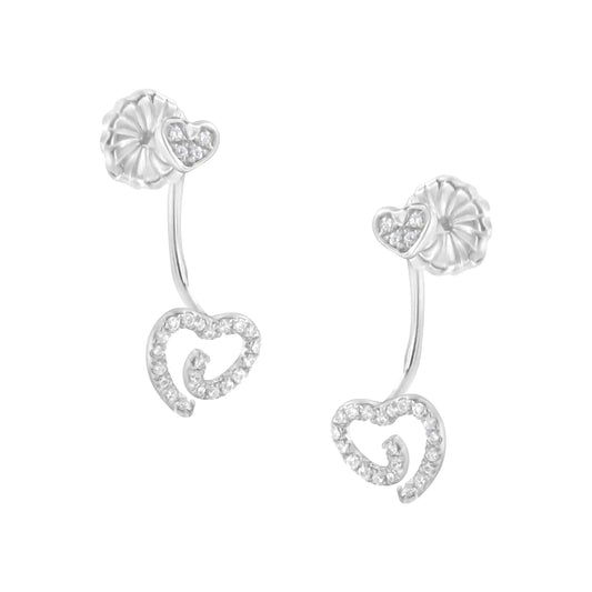 .925 Silver Diamond Heart Jacket Earrings | Earrings | Elegant Emulations Jewelry USA