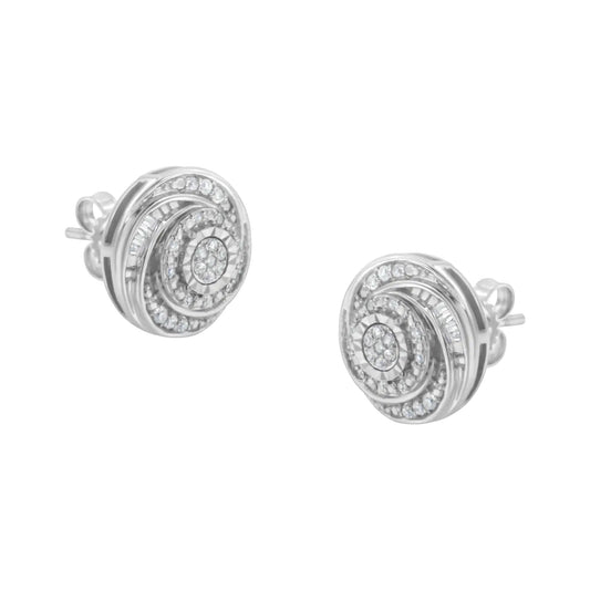 .925 Silver Diamond Knot Studs - I - J Color, I3 Clarity | Earrings | Elegant Emulations Jewelry USA