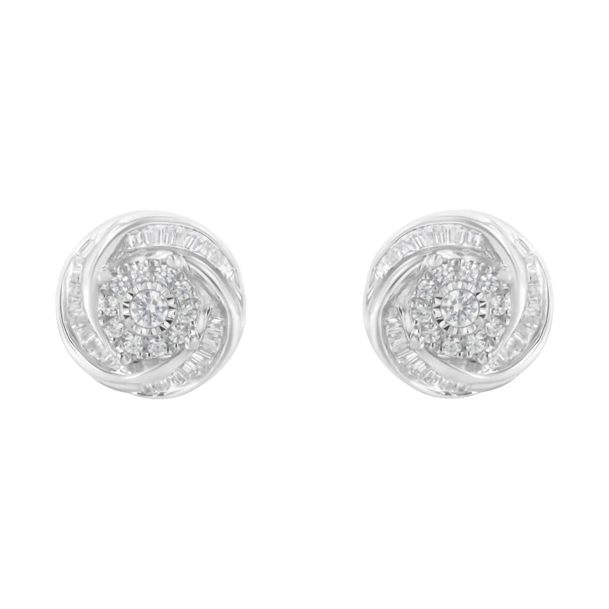 .925 Silver Diamond Love Knot Earrings | | Elegant Emulations Jewelry USA