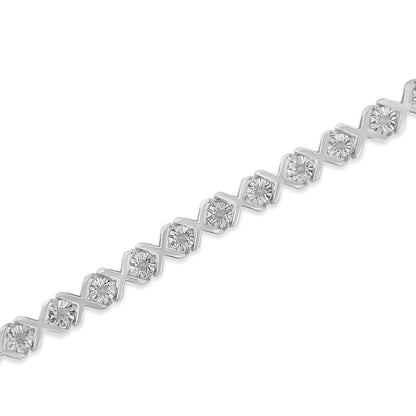 .925 Silver Diamond X - Link Tennis Bracelet 7.25" | Bracelets | Elegant Emulations Jewelry USA