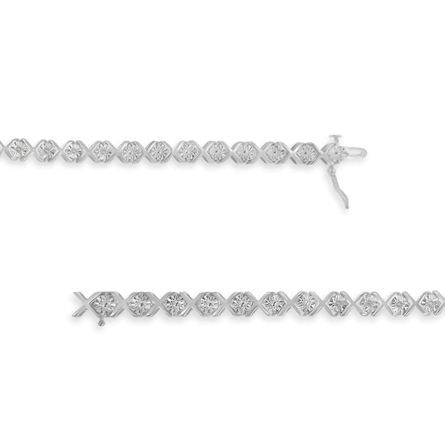 .925 Silver Diamond X - Link Tennis Bracelet 7.25" | Bracelets | Elegant Emulations Jewelry USA