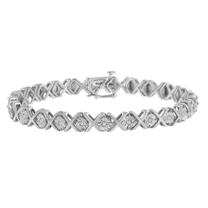 .925 Silver Diamond X - Link Tennis Bracelet 7.25" | Bracelets | Elegant Emulations Jewelry USA