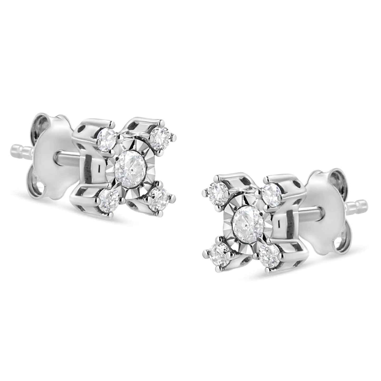 .925 Silver Diamond X - Shaped Stud Earrings | Earrings | Elegant Emulations Jewelry USA