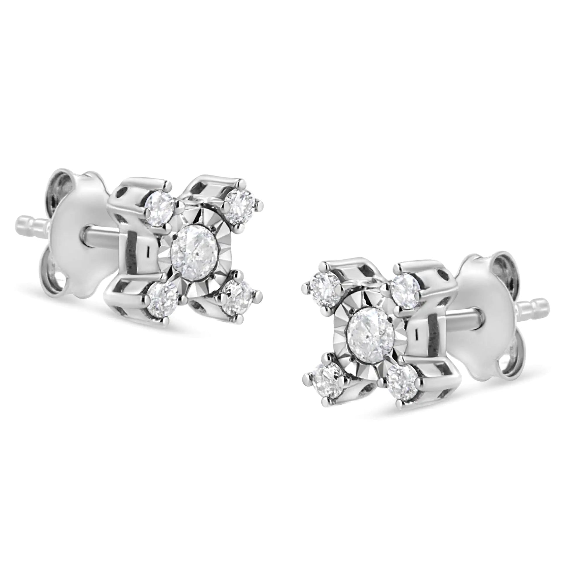 .925 Silver Diamond X - Shaped Stud Earrings | Earrings | Elegant Emulations Jewelry USA