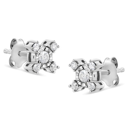 .925 Silver Diamond X - Shaped Stud Earrings | Earrings | Elegant Emulations Jewelry USA
