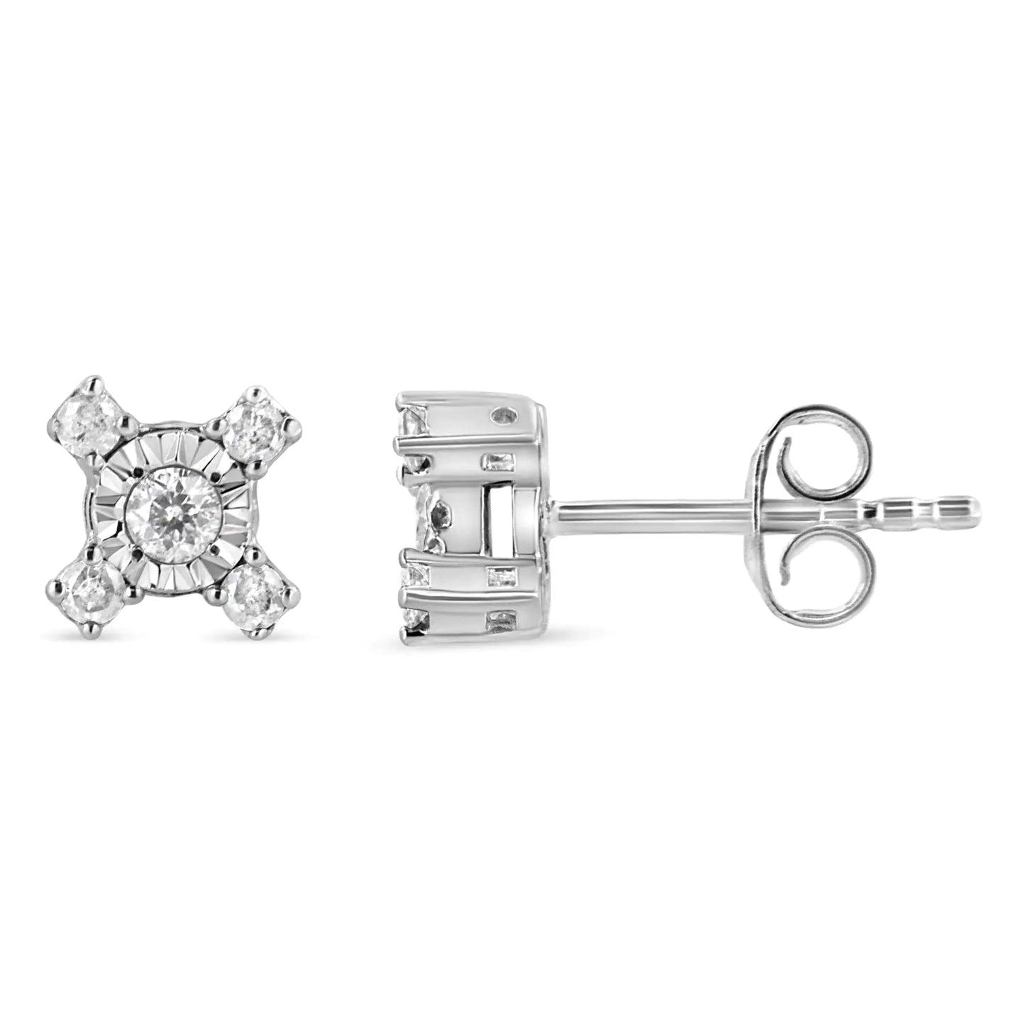 .925 Silver Diamond X - Shaped Stud Earrings | Earrings | Elegant Emulations Jewelry USA