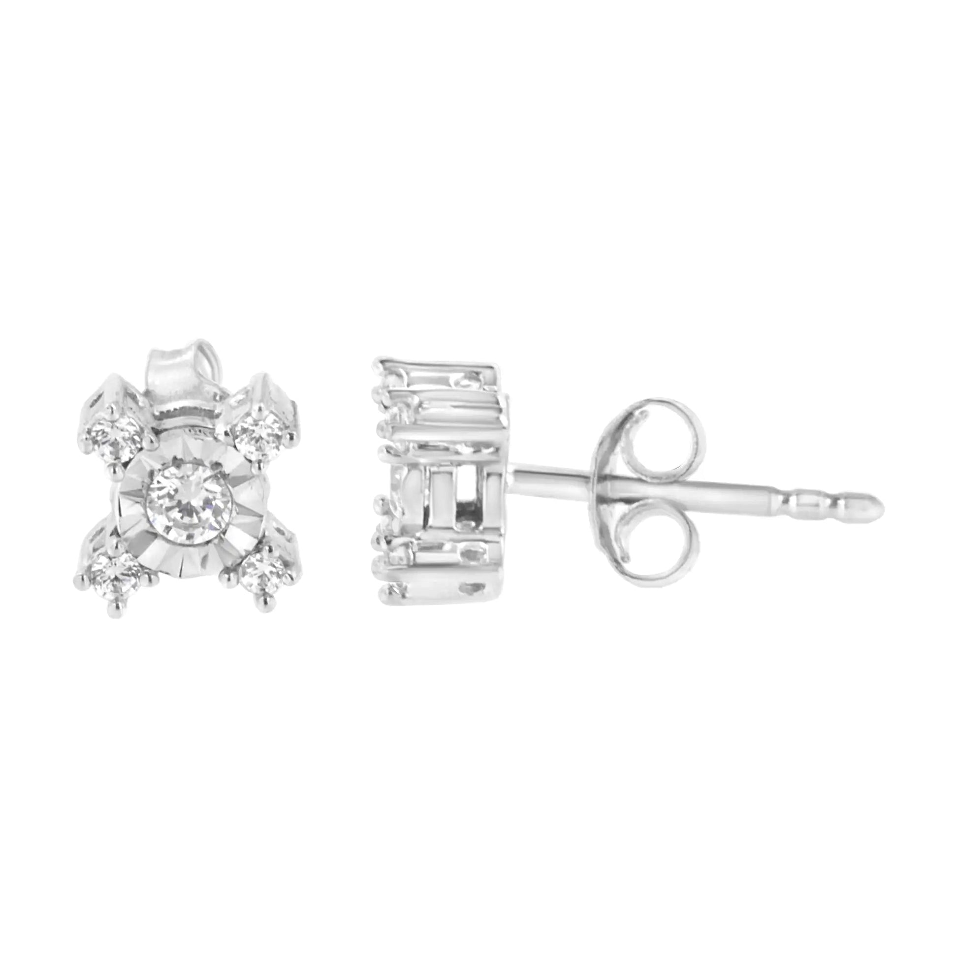 .925 Silver Diamond X - Shaped Stud Earrings | Earrings | Elegant Emulations Jewelry USA