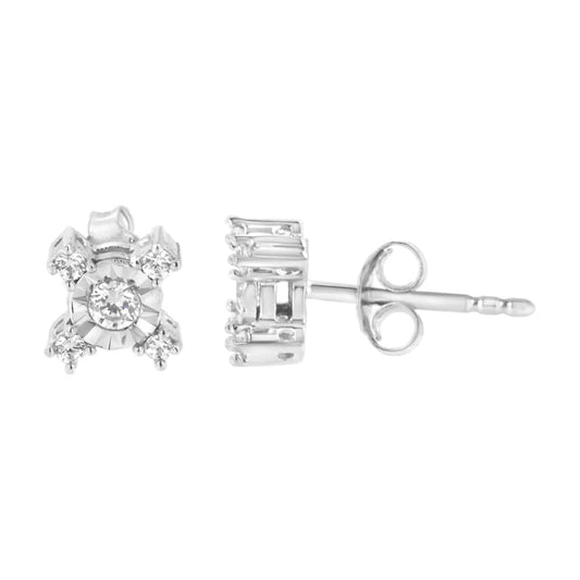 .925 Silver Diamond X - Shaped Stud Earrings | Earrings | Elegant Emulations Jewelry USA