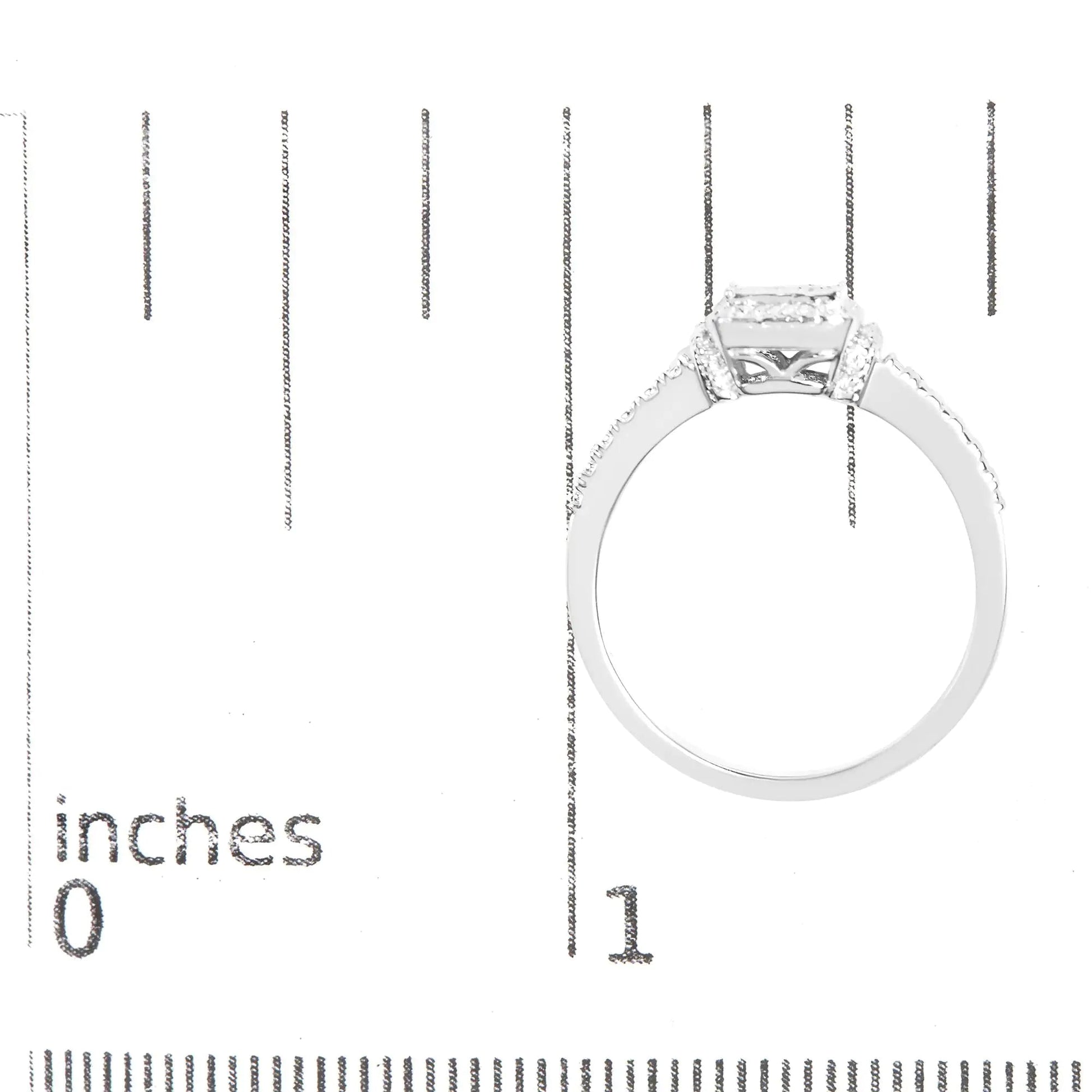 .925 Silver Princess Diamond Halo Ring (H - I, SI1 - SI2) | Rings | Elegant Emulations Jewelry USA