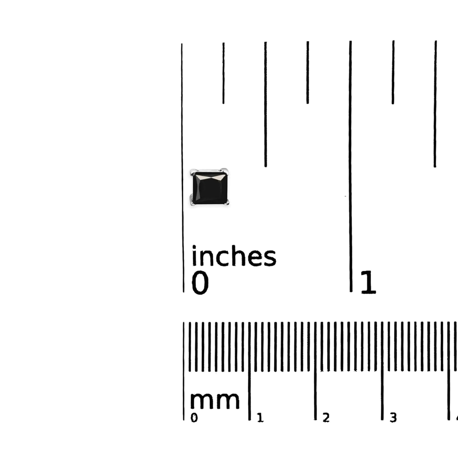 .925 Sterling Black Diamond Princess - Cut Stud Earrings | Earrings | Elegant Emulations Jewelry USA