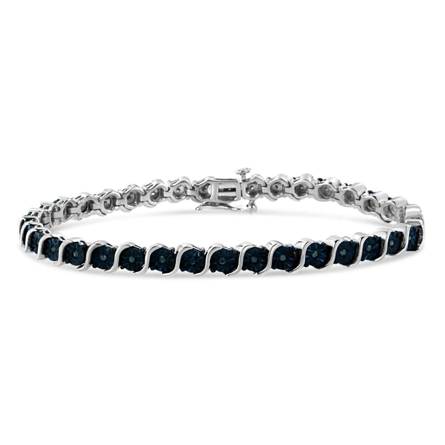 .925 Sterling Blue Diamond Tennis Bracelet 7" | Bracelets | Elegant Emulations Jewelry USA