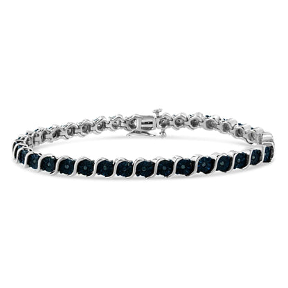 .925 Sterling Blue Diamond Tennis Bracelet 7" | Bracelets | Elegant Emulations Jewelry USA