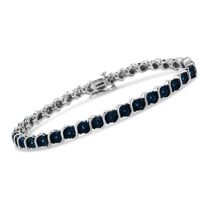 .925 Sterling Blue Diamond Tennis Bracelet 7" | Bracelets | Elegant Emulations Jewelry USA