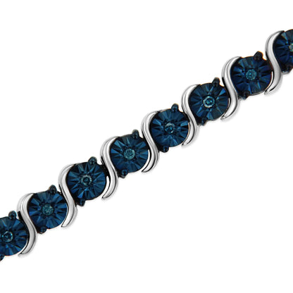 .925 Sterling Blue Diamond Tennis Bracelet 7" | Bracelets | Elegant Emulations Jewelry USA