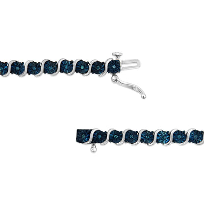 .925 Sterling Blue Diamond Tennis Bracelet 7" | Bracelets | Elegant Emulations Jewelry USA