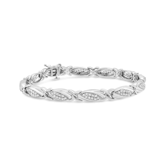 .925 Sterling Silver 1.00 Cttw Round Diamond X - Link Bracelet (I - J Color, I2 - I3 Clarity) - Size 7.25" | | Elegant Emulations Jewelry USA