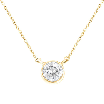 .925 Sterling Silver 1/2 Cttw Diamond Bezel 18" Pendant Necklace (I - J Color, I2 - I3 Clarity) | Necklace | Elegant Emulations Jewelry USA