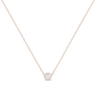 .925 Sterling Silver 1/2 Cttw Diamond Bezel 18" Pendant Necklace (I - J Color, I2 - I3 Clarity) | Necklace | Elegant Emulations Jewelry USA
