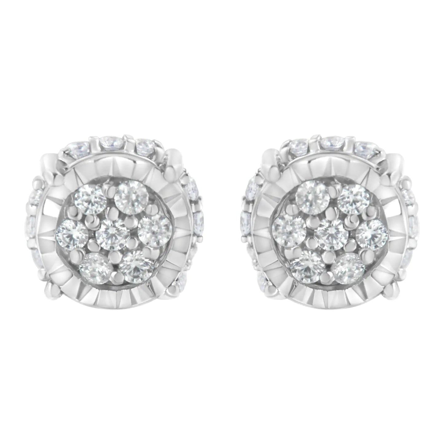 .925 Sterling Silver 1/3 cttw Round - cut Diamond Floral Stud Earring (I - J Clarity, I3 Color) | | Elegant Emulations Jewelry USA