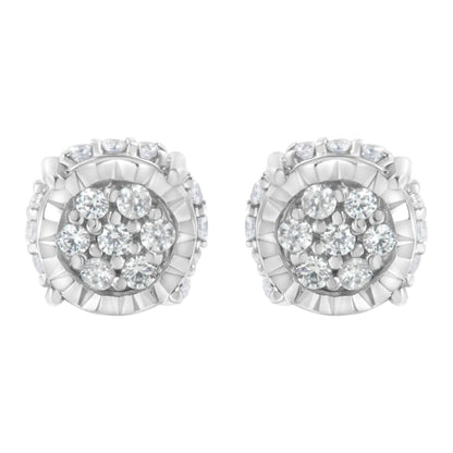 .925 Sterling Silver 1/3 cttw Round - cut Diamond Floral Stud Earring (I - J Clarity, I3 Color) | | Elegant Emulations Jewelry USA