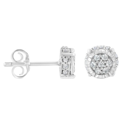 .925 Sterling Silver 1/3 cttw Round - cut Diamond Floral Stud Earring (I - J Clarity, I3 Color) | | Elegant Emulations Jewelry USA