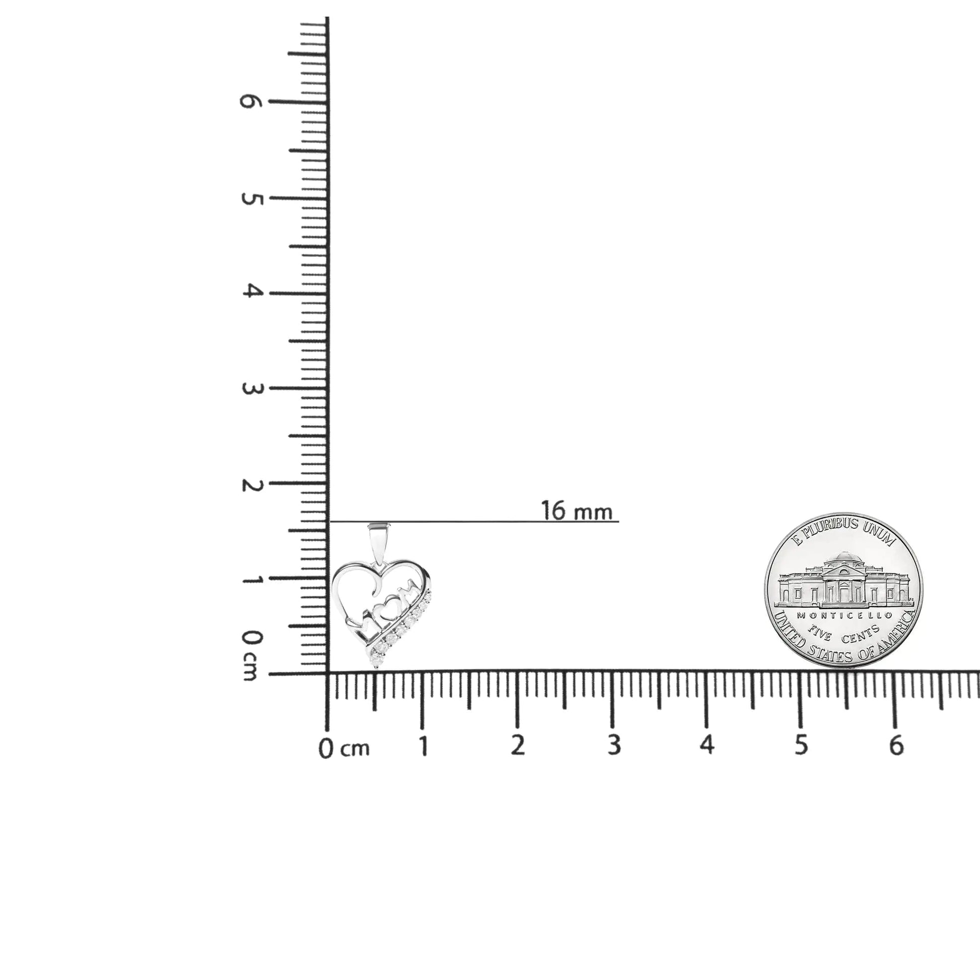 .925 Sterling Silver 1/4 Cttw Diamond "Mom" and Open Heart 18" Pendant Necklace (I - J Color, I2 - I3 Clarity) | | Elegant Emulations Jewelry USA