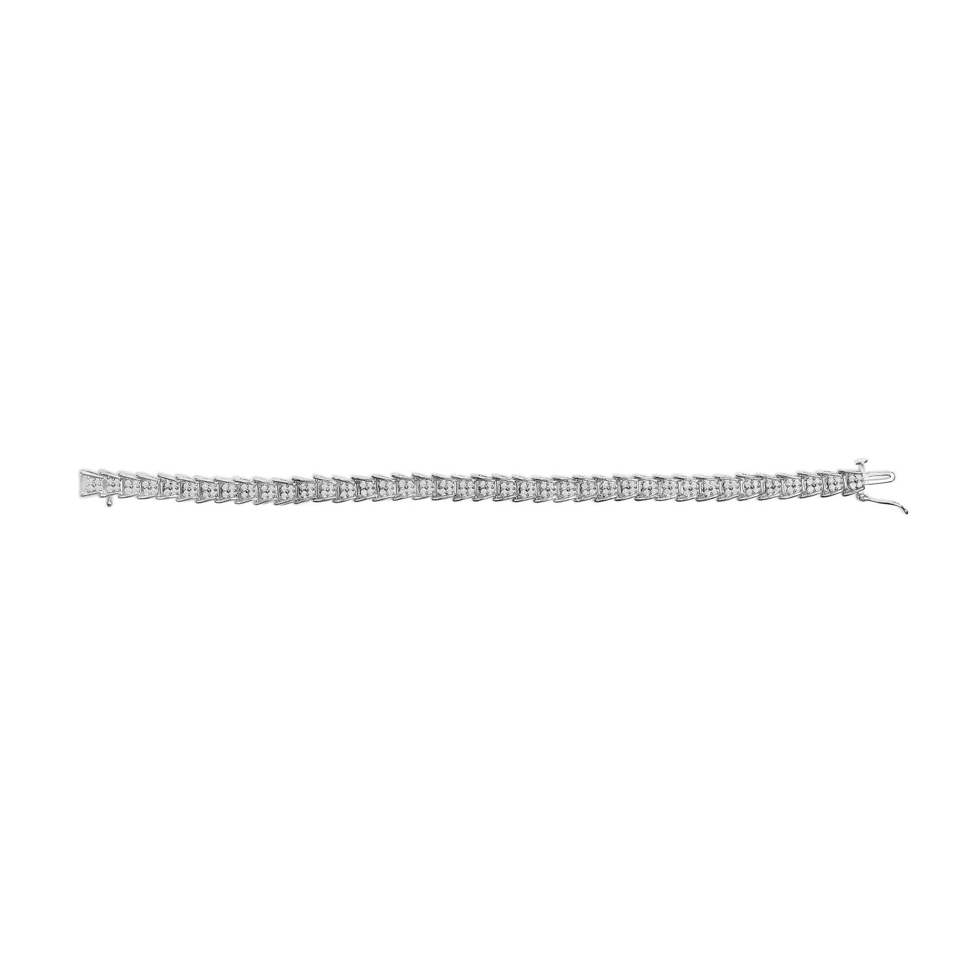 .925 Sterling Silver 2.0 Ct Chevron Diamond Tennis Bracelet - 7" | Bracelets | Elegant Emulations Jewelry USA