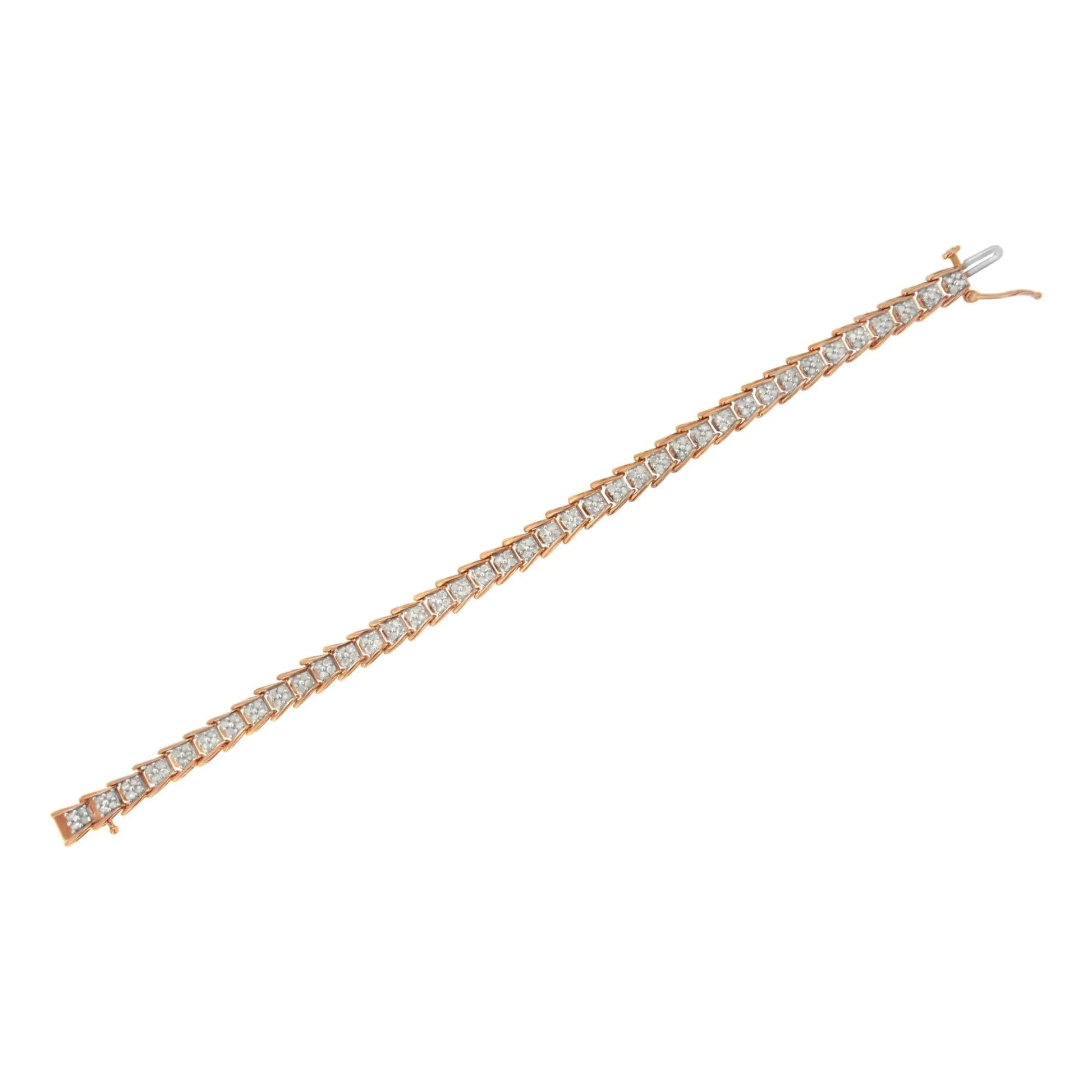 .925 Sterling Silver 2.0 Ct Chevron Diamond Tennis Bracelet - 7" | Bracelets | Elegant Emulations Jewelry USA