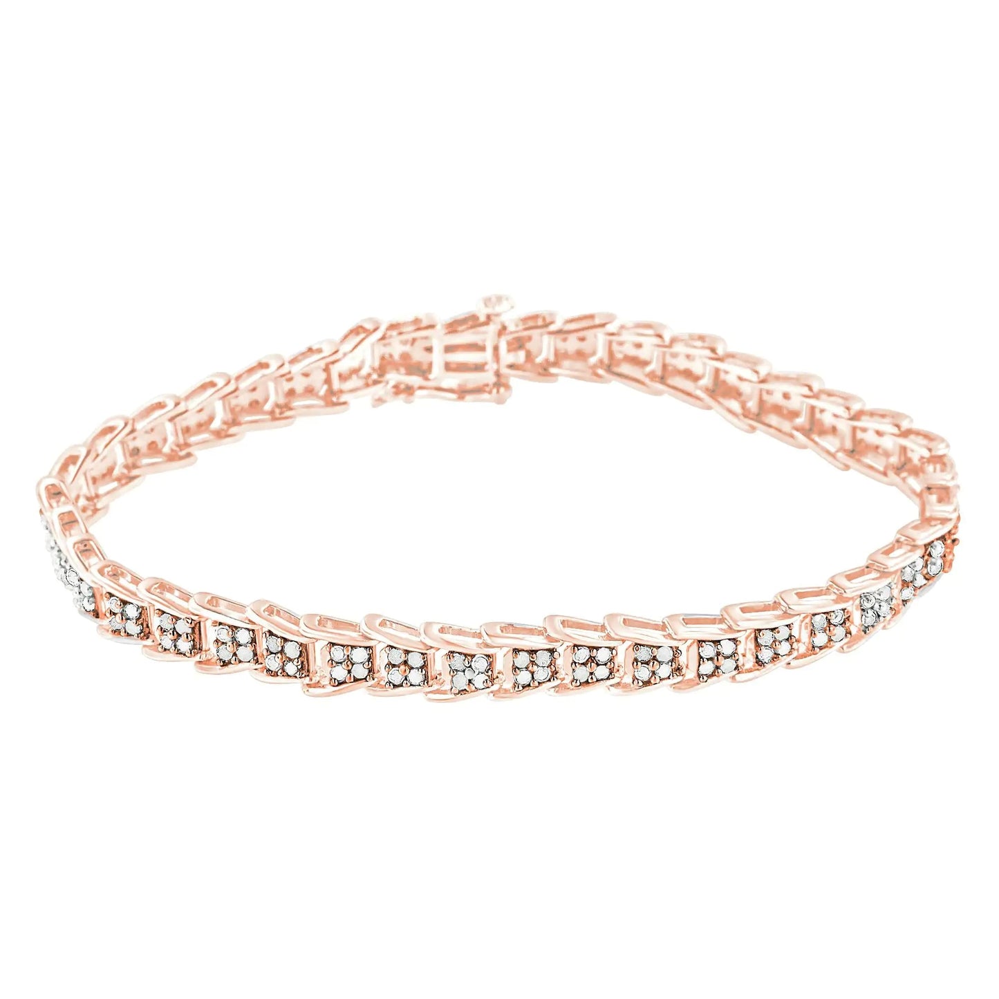 .925 Sterling Silver 2.0 Ct Chevron Diamond Tennis Bracelet - 7" | Bracelets | Elegant Emulations Jewelry USA