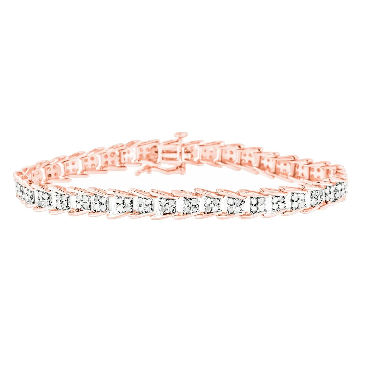 .925 Sterling Silver 2.0 Ct Chevron Diamond Tennis Bracelet - 7" | Bracelets | Elegant Emulations Jewelry USA