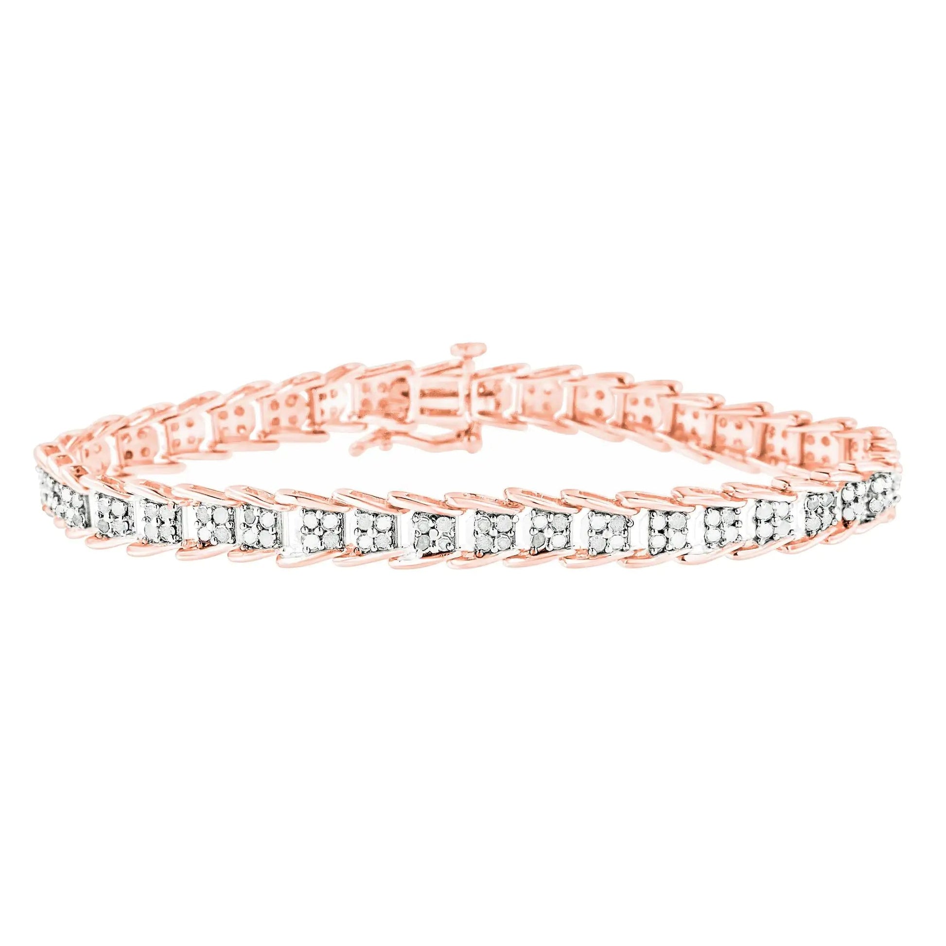 .925 Sterling Silver 2.0 Ct Chevron Diamond Tennis Bracelet - 7" | Bracelets | Elegant Emulations Jewelry USA