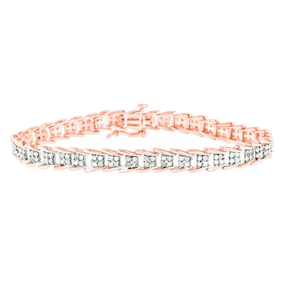 .925 Sterling Silver 2.0 Ct Chevron Diamond Tennis Bracelet - 7" | Bracelets | Elegant Emulations Jewelry USA
