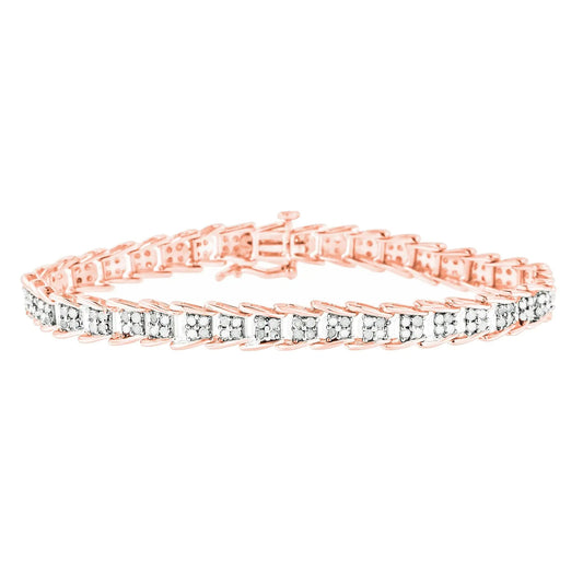.925 Sterling Silver 2.0 Ct Chevron Diamond Tennis Bracelet - 7" | Bracelets | Elegant Emulations Jewelry USA