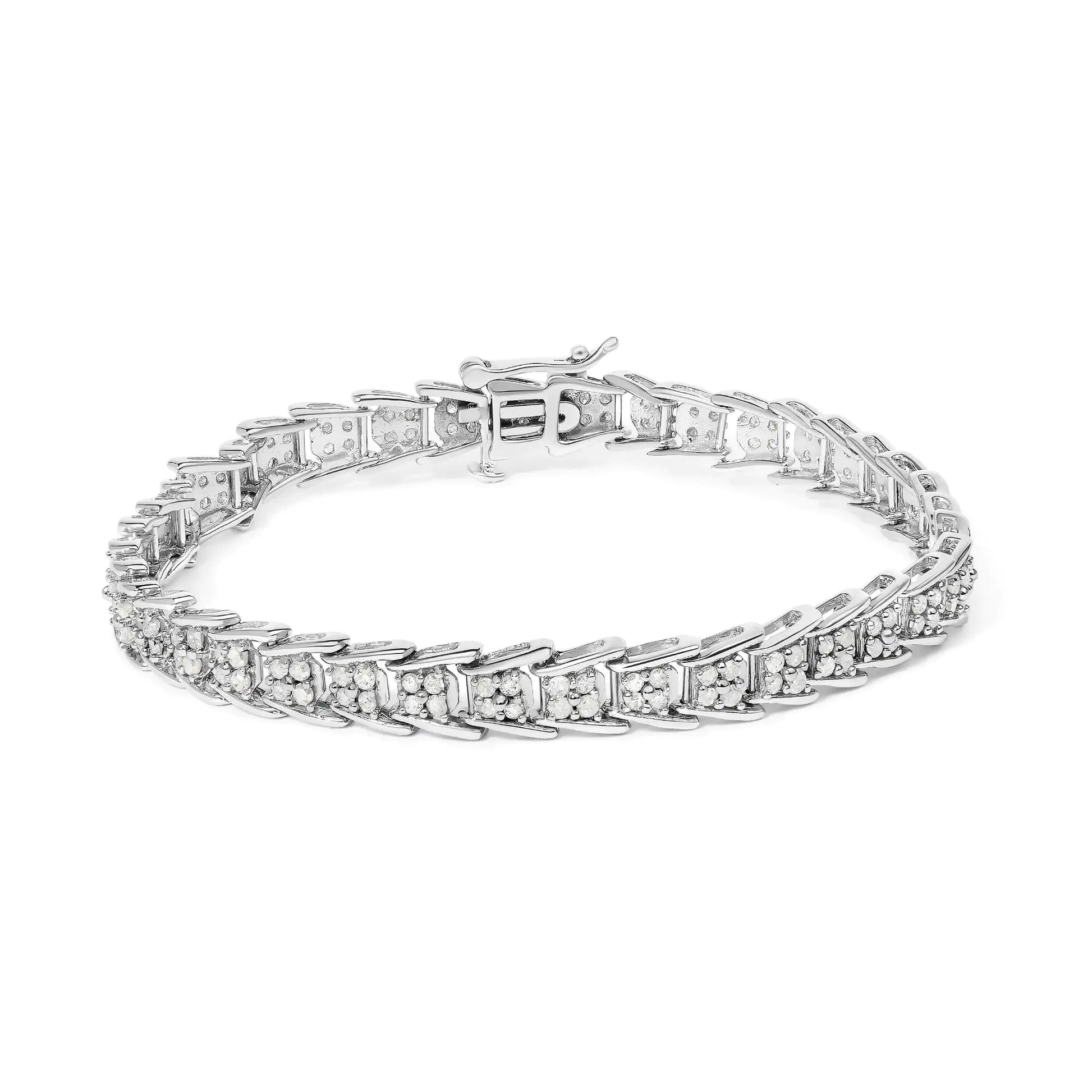 .925 Sterling Silver 2.0 Ct Chevron Diamond Tennis Bracelet - 7" | Bracelets | Elegant Emulations Jewelry USA