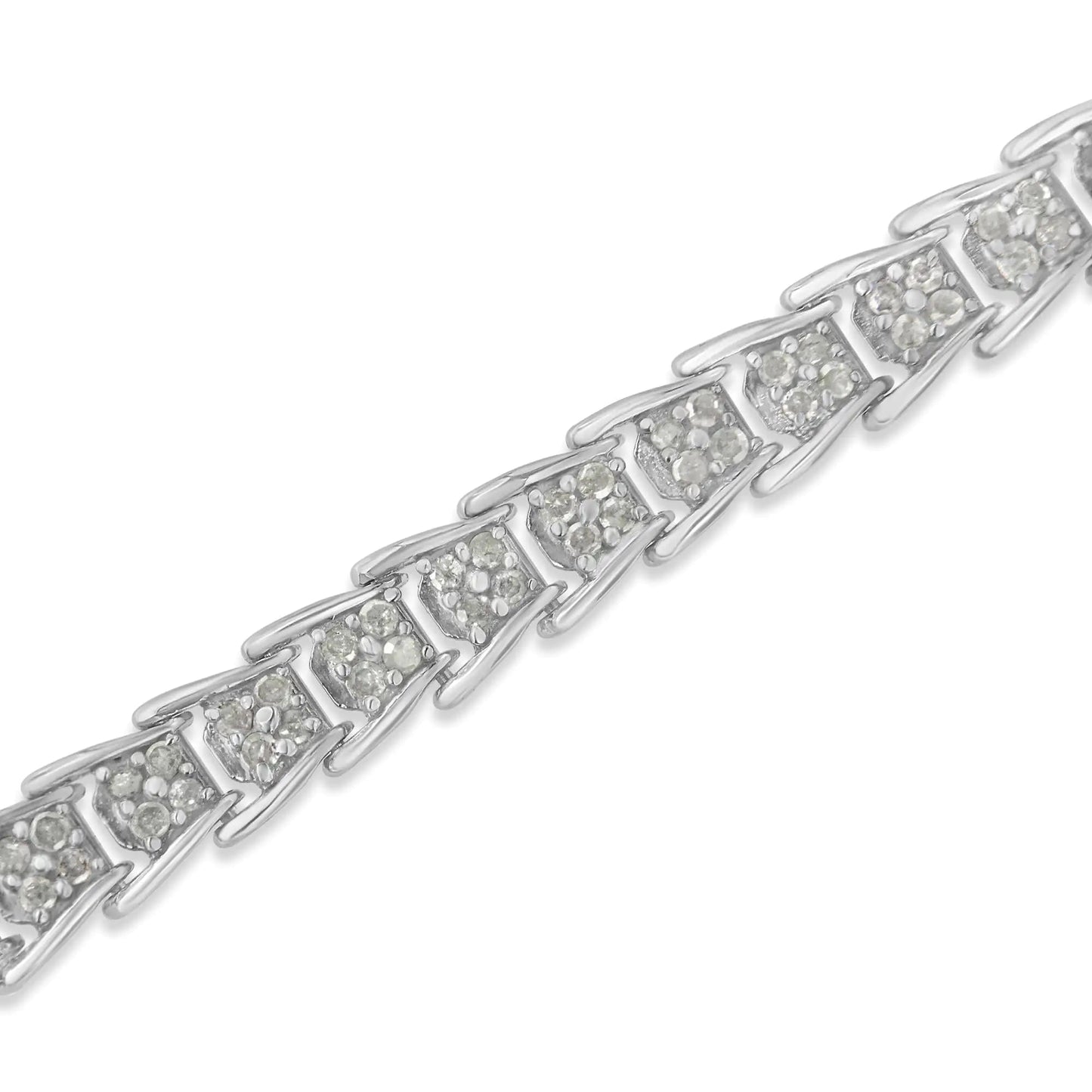 .925 Sterling Silver 2.0 Ct Chevron Diamond Tennis Bracelet - 7" | Bracelets | Elegant Emulations Jewelry USA