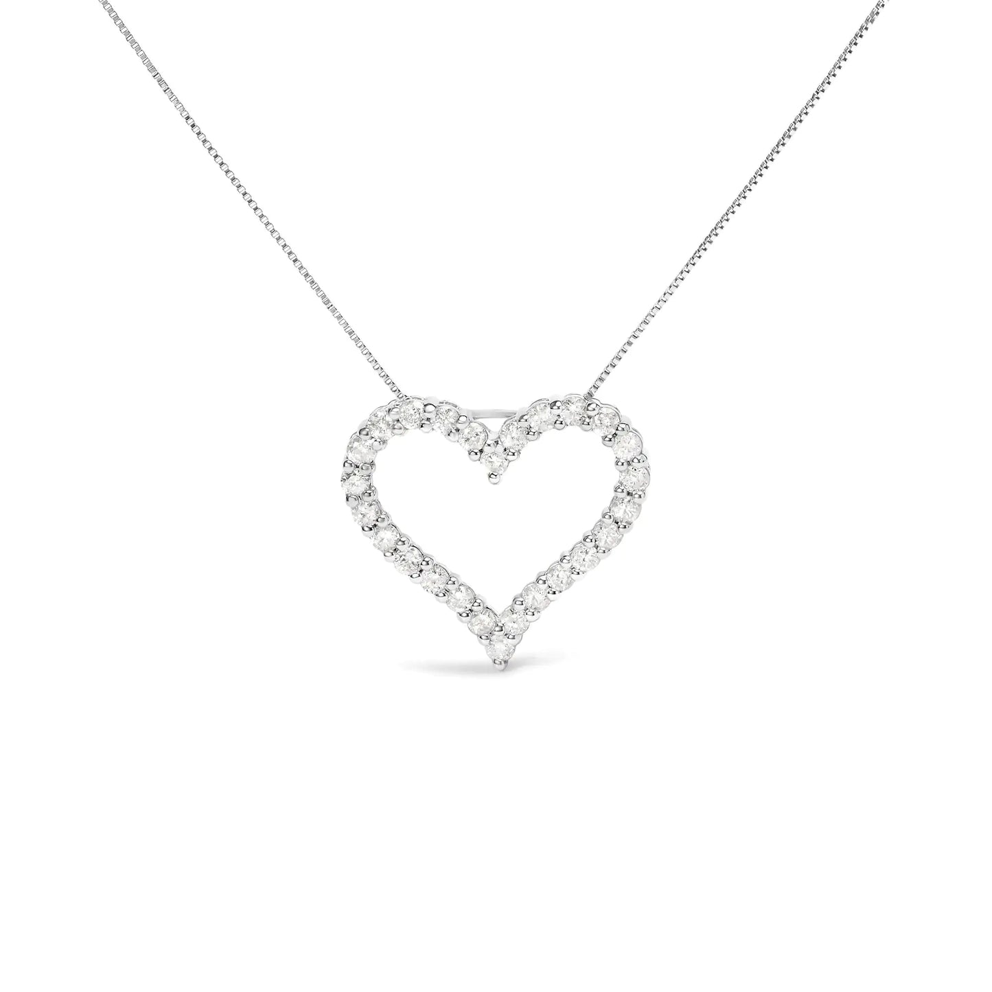 .925 Sterling Silver 2.0 Cttw Diamond Open Heart 18" Pendant Necklace (I - J Color, I2 - I3 Clarity) | | Elegant Emulations Jewelry USA