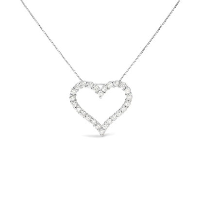 .925 Sterling Silver 2.0 Cttw Diamond Open Heart 18" Pendant Necklace (I - J Color, I2 - I3 Clarity) | | Elegant Emulations Jewelry USA