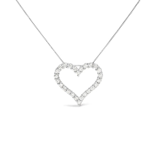 .925 Sterling Silver 2.0 Cttw Diamond Open Heart 18" Pendant Necklace (I - J Color, I2 - I3 Clarity) | | Elegant Emulations Jewelry USA