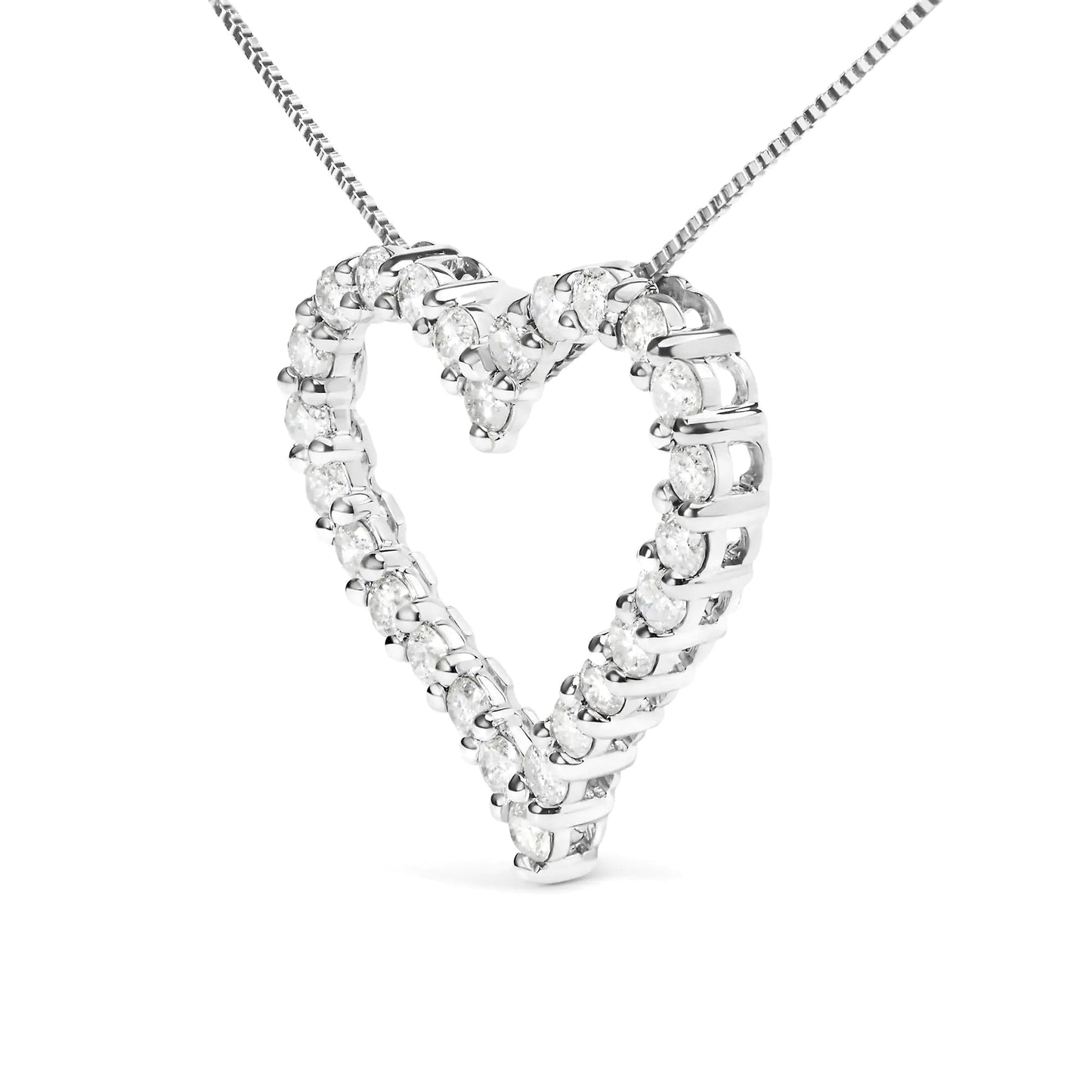 .925 Sterling Silver 2.0 Cttw Diamond Open Heart 18" Pendant Necklace (I - J Color, I2 - I3 Clarity) | | Elegant Emulations Jewelry USA