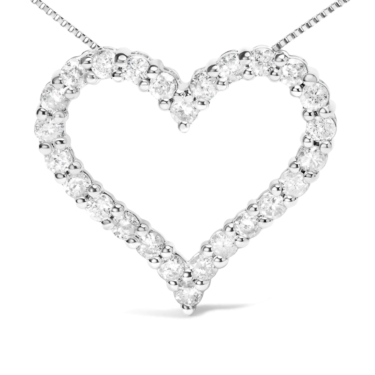 .925 Sterling Silver 2.0 Cttw Diamond Open Heart 18" Pendant Necklace (I - J Color, I2 - I3 Clarity) | | Elegant Emulations Jewelry USA
