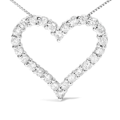 .925 Sterling Silver 2.0 Cttw Diamond Open Heart 18" Pendant Necklace (I - J Color, I2 - I3 Clarity) | | Elegant Emulations Jewelry USA