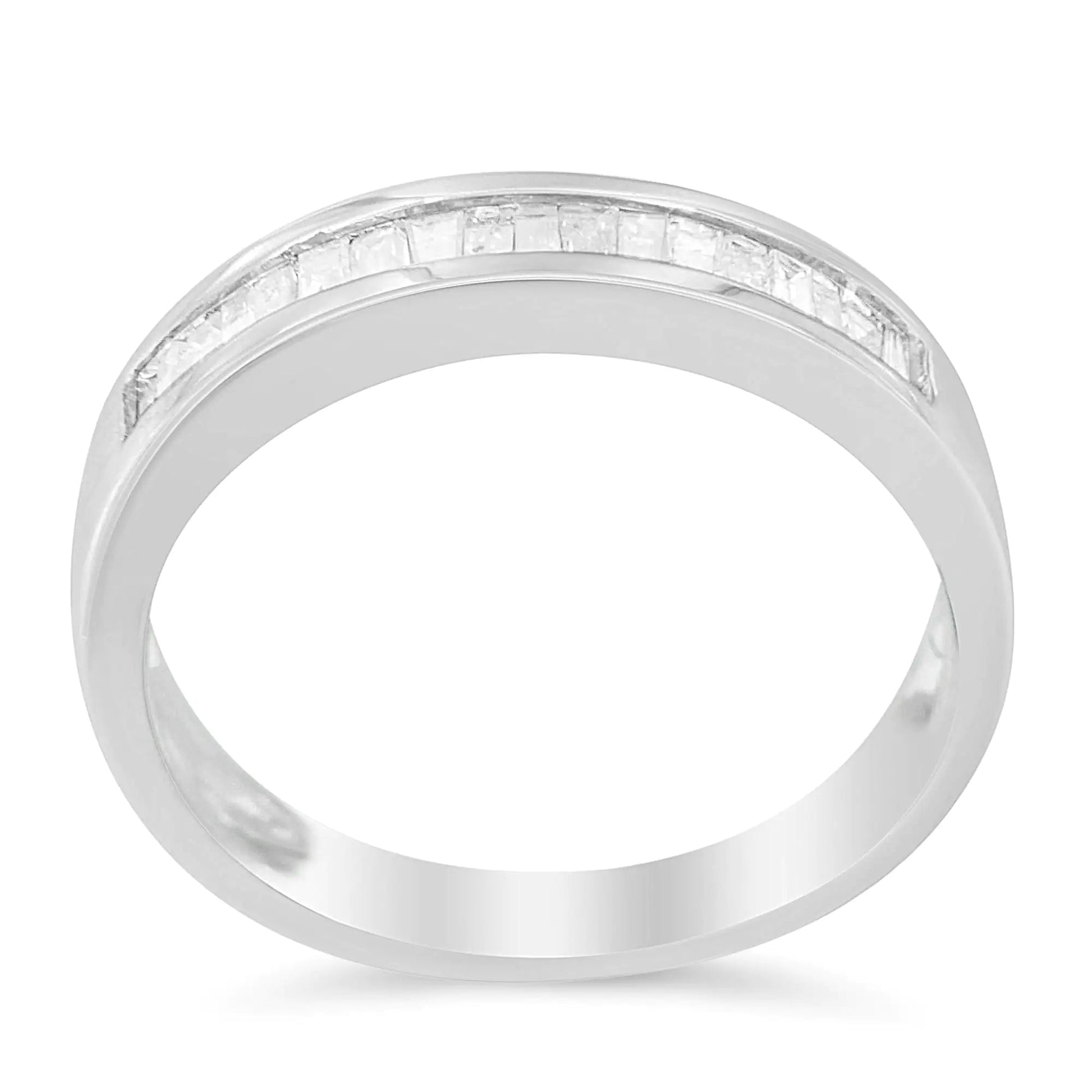 .925 Sterling Silver Baguette Diamond Wedding Band | Rings | Elegant Emulations Jewelry USA