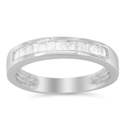.925 Sterling Silver Baguette Diamond Wedding Band | Rings | Elegant Emulations Jewelry USA
